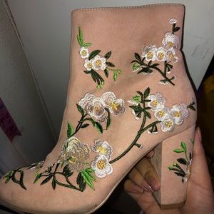 Floral pink boots